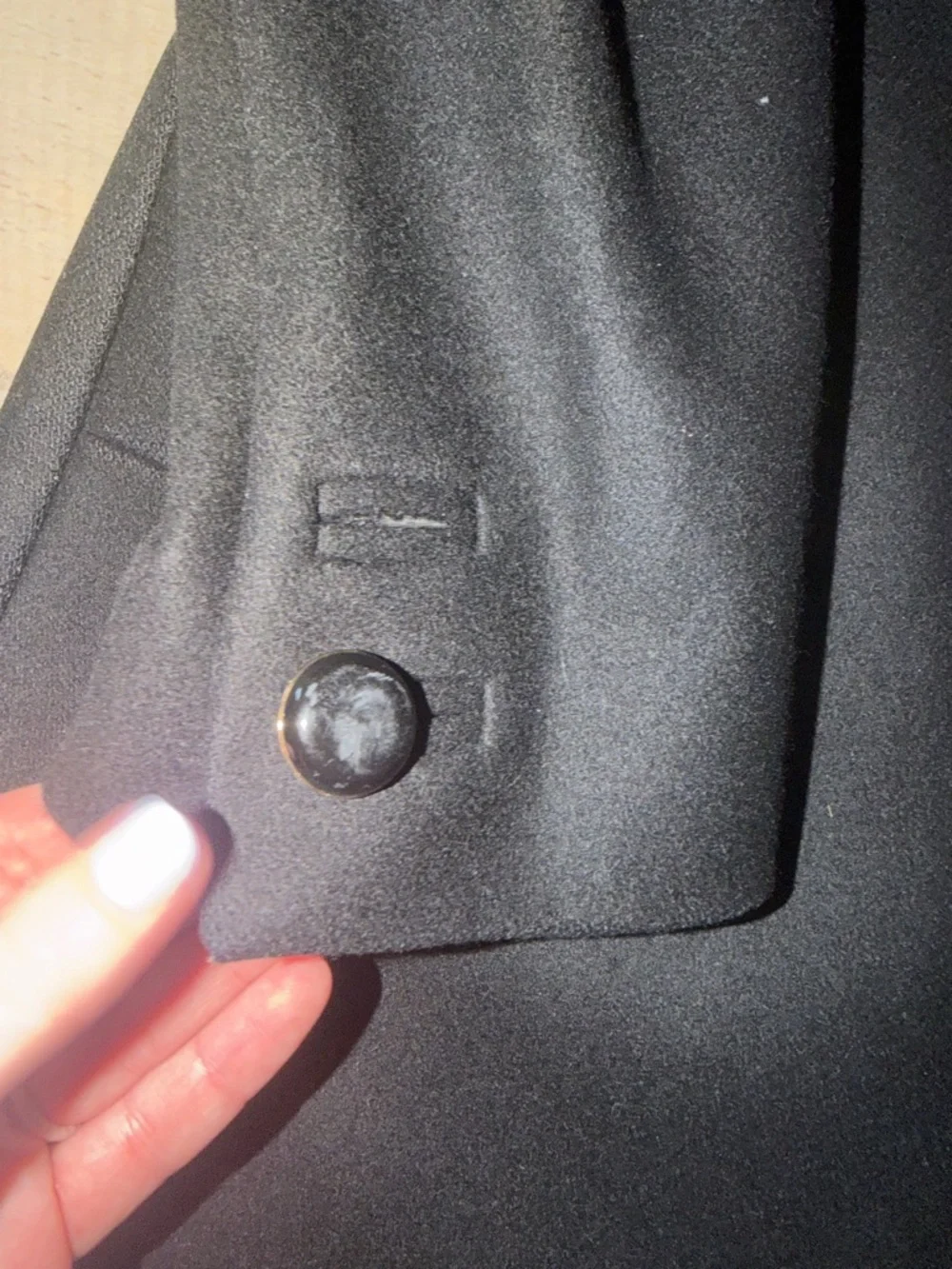 French Connection Black Double-Breasted Pea Coat